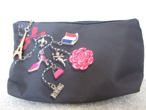 A cute little Paris-themed cosmetics bag